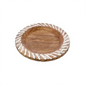 Assiette de présentation en bois de qualité supérieure, design fantastique, forme ronde, pour la décoration de table. - Product Image 1