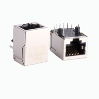 Kit de connecteur Ethernet RJ45 femelle modulaire 8P8C avec boîtier blindé, placage or, entrée latérale, montage sur circuit imprimé, filtre - PBT NOIR