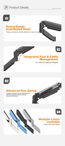 Bras à ressort à gaz réglable <span class=keywords><strong>double</strong></span> pour <span class=keywords><strong>support</strong></span> de moniteur <span class=keywords><strong>Support</strong></span> de montage <span class=keywords><strong>VESA</strong></span> <span class=keywords><strong>Support</strong></span> d'ordinateur pour Max 32 Inch - Product Image 5
