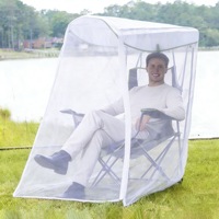 Chaise pliante d'extérieur avec moustiquaire, auvent anti-insectes, pare-soleil, tente carrée portable à fermeture éclair pour camping et pêche en polyester
