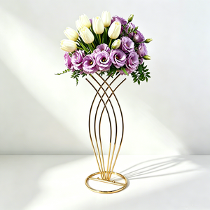 Gold Metal Flower Stand Twisted Mermaid Floral Riser Centerpiece Vases for Wedding <b>Table</b> <b>Party</b> - Product Image 2