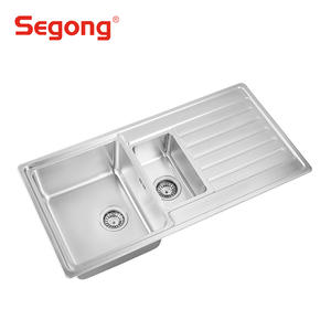 Évier de cuisine en acier inoxydable 304 à double compartiment de 100x50 cm, fabrication directe <span class=keywords><strong>d</strong></span>'usine, avec égouttoir - Product Image 3