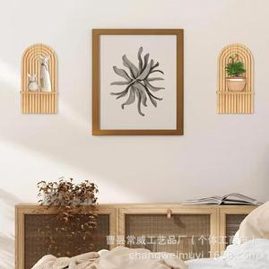 Wooden <b>Wall</b> <b>Mounted</b> Decorative <b>Shelf</b> Nordic Style Solid Wood Single Layer Irregular Shape Living Room Display Rack - Product Image 2