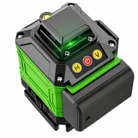 Niveau laser croisé vert 4D à 16 lignes, auto-nivelant à 360 degrés avec trépied et 2 batteries pour travaux de rénovation et de construction