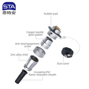 Konektor Industri WS24 untuk Penerbangan, Soket 2 3 4 10 12 19 Pin, Kabel Betina Jantan, Konektor Logam Berlapis Emas Tembaga - Product Image 5