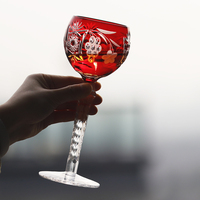 Verre à vin en cristal multicolore de style vintage Edo Kiriko, gobelet artisanal avec gravure bohème classique pour la verrerie de bar