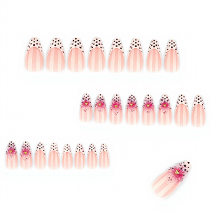 <span class=keywords><strong>Uñas</strong></span> Postizas 3D con Diseño de Flor de Almendra, Punta Francesa, Puntos, Acrílicas, <span class=keywords><strong>para</strong></span> Mujer, Uso Diario, Fiesta, <span class=keywords><strong>Boda</strong></span>, Gran Venta - Product Image 4