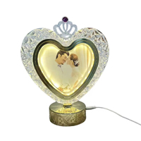 Lampe décorative de luxe en forme de cadre photo, souvenir de mariage, lampe de table romantique, ornement de table de mariage, ornement en forme de cœur texturé en cristal