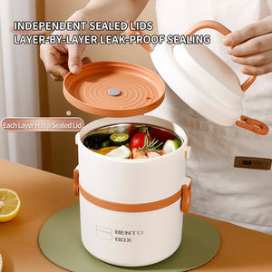 काम या स्कूल खाद्य भंडारण कंटेनरों के लिए हैंडल के साथ पर्यावरण के अनुकूल स्टेनलेस स्टील इंसुलेटेड लंच बॉक्स - Product Image 4