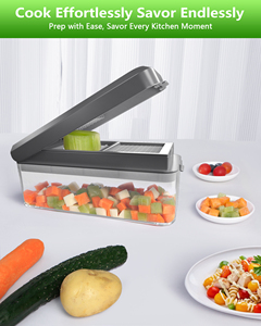 2-in-1 <b>Multifunctional</b> Manual <b>Vegetable</b> Chopper & Slicer Dicer for Onion Fruit, 2 Stainless Steel Blade - Product Image 6