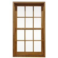 Ventana de Madera Sólida de Hoja Única, Estilo Americano, Doble Acristalamiento, Vidrio Low-E, Eficiente Energéticamente, Ventanas Verticales