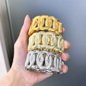 JXX Women's <b>Gold</b> Plated Brass Jewelry <b>Set</b> 2PCS Open <b>Bangle</b> Ring for Engagement Wedding and Party Gift - Product Image 4