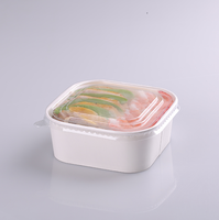Ciotole Quadrate Monouso per Insalata con Logo Personalizzato a Prezzo di Fabbrica, Scatole Alimentari in Carta Kraft Antigoccia e Antigrasso per Catering e Asporto
