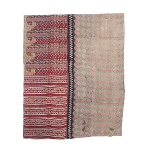 Vieilles courtepointes faites à la main vintage-quilts kantha antiques indien réversible cousu à la main lourd jeter vieux sari couverture patch travail