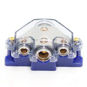 บล็อกกระจายสายไฟแบบสกรู 3 ทาง ขนาด 4 เกจ สำหรับสายไฟดิน สีฟ้า ทำจากทองแดงแท้ 12-24V - Product Image 1