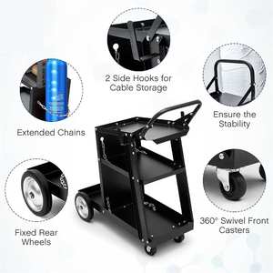 Chariot de soudage roulant à 3 niveaux en fer noir plate-forme de fer de mise à niveau à quatre roues pour soudeuse TIG MIG Plasma Cutter OEM pour chariots à main - Product Image 4