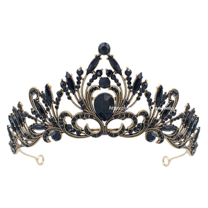 ゴールドメタルクラウン & 卸売ウェディングヘアアクセサリーゴールドクラウンティアラスとカラークラウンラインストーン付き - Product Image 5