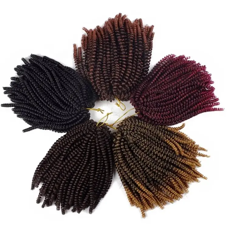 Sampel $1 ''Putaran Musim Semi 8 Inci Sintetis Nubian Braid Ekstensi Kenya Crochet Braid 350 Rambut Putaran Musim Semi Merah