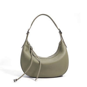 Bolso de Hombro Clásico Vintage de Cuero Genuino para Mujer, Diseño de Media Luna, Ligero, Portátil, Duradero, con Cierre de Cremallera, Personalizable - Product Image 2
