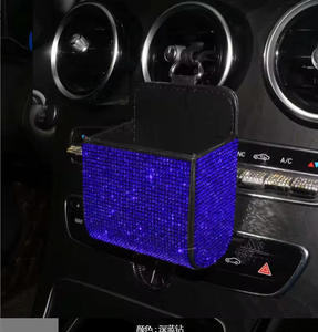 Caja de almacenamiento para coche con diamantes, soporte para <span class=keywords><strong>teléfono</strong></span>, para rejilla de ventilación, multifunción, de cuero, con diamantes, bolsa de <span class=keywords><strong>basura</strong></span> - Product Image 1