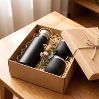 Ensemble de 3 pièces en acier inoxydable avec logo personnalisé : Bouteille isotherme, Gobelet et Tasse à café – Cadeau d'entreprise en coffret