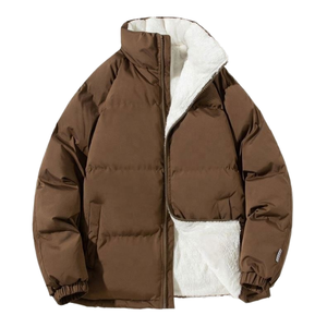 Custom Made Logo Down Puffer <b>Jacket</b> for Men New Arrival Thick Winter Warm Reversible Stand Collar Breathable Fabric - Product Image 2