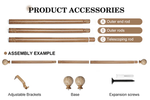 Juego de Barras de Cortina Modernas de Metal, Barras y Rieles Extensibles para Cortinas, Accesorios Elegantes, Más Vendidos - Product Image 3