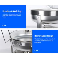 Fournitures de restauration de luxe en argent, réchaud alimentaire rond en acier inoxydable de 5 L et 6 L, ensemble de buffet avec réchaud à alcool