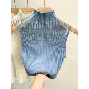 Top a Tubo da Donna in <span class=keywords><strong>Maglia</strong></span> Traforata, Design Elegante Senza Maniche, Slim Fit, Stile <span class=keywords><strong>Corsetto</strong></span> Chic - Product Image 2