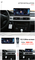 Radio para Auto Ultrafino con Pantalla Táctil de 12.3 Pulgadas, Android Actualizado, Qualcomm 680 de 8 Núcleos, Carplay, Navegación GPS para BMW E90 E91 E92