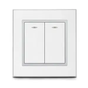 Interruptor de pared eléctrico de estilo británico, interruptor de luz de 2 bandas doble blanco y dorado, venta al por mayor