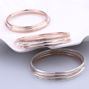 Bracelet en alliage de style européen, or rose, argent, alliage de zinc, serti de pierres rondes, bijoux pour femmes - Product Image 3