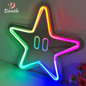 Divatla personalizzato personalizzato stella specchio al Neon con luce a Led per la decorazione camera da letto <span class=keywords><strong>di</strong></span> nozze tubo luci al neon - Product Image 1