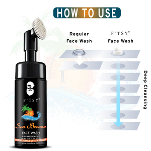 Etiqueta privada Etiqueta vegana Sea Breeze Face Wash Blanqueamiento Limpiador facial con cepillo de silicona para hombres - Product Image 2