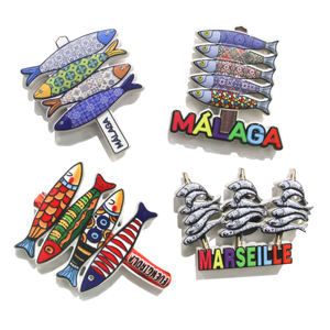 Imán de Resina 3D Personalizado para Refrigerador, Recuerdo Turístico de Poliresina, Diseño de Sardinas a la Parrilla, Adhesivo Magnético de Resina para Refrigerador, Imán de Pescado - Product Image 1
