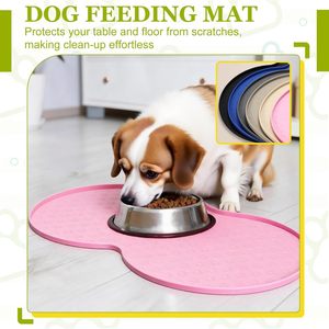 Silikon Köpek Mama Matı 19x10 İnç Çift Daireli Evcil Hayvan Besleme Matı Yükseltilmiş Kenarlı Su Geçirmez Kaymaz Kase Altlığı Pembe - Product Image 6