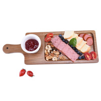 Plateau à thé universel en bois d'acacia durable, forme irrégulière classique et simple, pour gâteaux et pains, écologique, personnalisable pour les fêtes