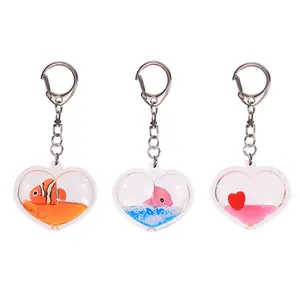 Porte-clés à paillettes liquide en forme de cœur, personnalisé, flottant, avec liquide, 1 pièce