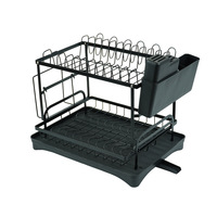 Égouttoir à vaisselle pliant multi-niveaux en métal, design moderne et minimaliste, sans perçage, étagère de rangement de cuisine pour bols, baguettes, assiettes et couteaux