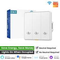 Interruptor de Pared Inteligente con Sensor de Movimiento WiFi y Zigbee, Panel Táctil 2 en 1, Control por Voz y App, Funcionamiento sin Conexión