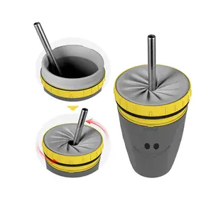 Siliconen Stro Cup Dubbele Wand Vacuüm Geïsoleerde Fles Water Geen Cover Twist Deksel Cup