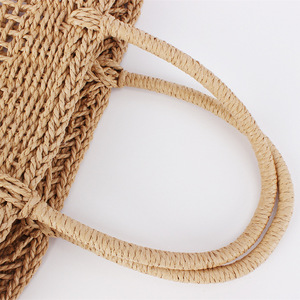 Bolso de mano de cuerda de papel tejida para mujer - Bolso tote informal para picnic, vacaciones y uso diario, bolso versátil y único para salidas de primavera - Product Image 2