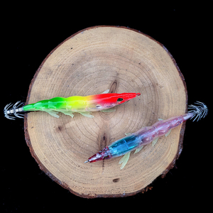 Señuelo de camarón biónico luminoso 3,5 # señuelo de Pesca de Mar de madera de cuerpo suave con anzuelo de calamar brillante para agua salada - Product Image 5