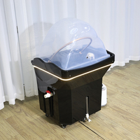 Mobilier Moderne de Salon de Beauté, Bac à Shampooing Japonais sans Plomberie, Lavabo de Tête Spa Portable Noir de Luxe avec Réservoir d'Eau de 60L