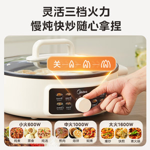 เตาปิ้งย่างไฟฟ้า Midea ขนาด 70 มม. กำลังไฟ 1600 วัตต์ ปรับความร้อนได้ 3 ระดับ เตาอเนกประสงค์สำหรับใช้ในบ้าน - Product Image 2