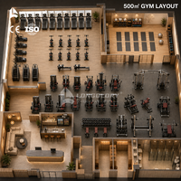Équipement de salle de sport commercial, centre de remise en forme complet de 500 m², ensemble complet de machines d'entraînement de force et cardio, presse pectorale