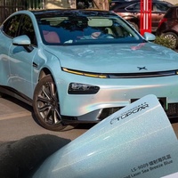 Film vinyle de haute qualité pour carrosserie de voiture, sans bulles d'air, super diamant laser, couleur bleu brise marine