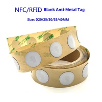 Étiquette NFC NTG424 DNA, diamètre 20 mm, RFID 13,56 MHz, autocollant NFC anti-métal, étiquette PVC avec codage pour les médias sociaux sur téléphone ou PC