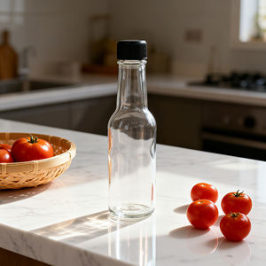 Botella Redonda <span class=keywords><strong>de</strong></span> Vidrio para Salsas con Tapa <span class=keywords><strong>de</strong></span> Rosca, para Salsas, Vinagre, en Existencia, <span class=keywords><strong>Precio</strong></span> Económico - Product Image 3