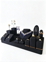 Ensemble de présentoirs à bijoux réglables DOC Black Luxury avec fond en velours, support en métal en forme de T, personnalisable pour bracelets et bagues